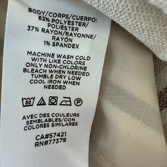 Ann Taylor Factory Cream and Brown Striped Cropped Pants - Size 8P - Picture 5 of 5